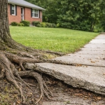 Exposed tree roots lifting sidewalk in Mechanicsville, MD